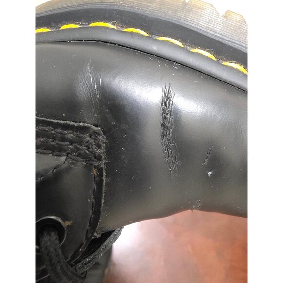 Dr. Martens Black Leather Lace-Up Boots With Iconic Yellow Stitching Durable Sol - Picture 11 of 13